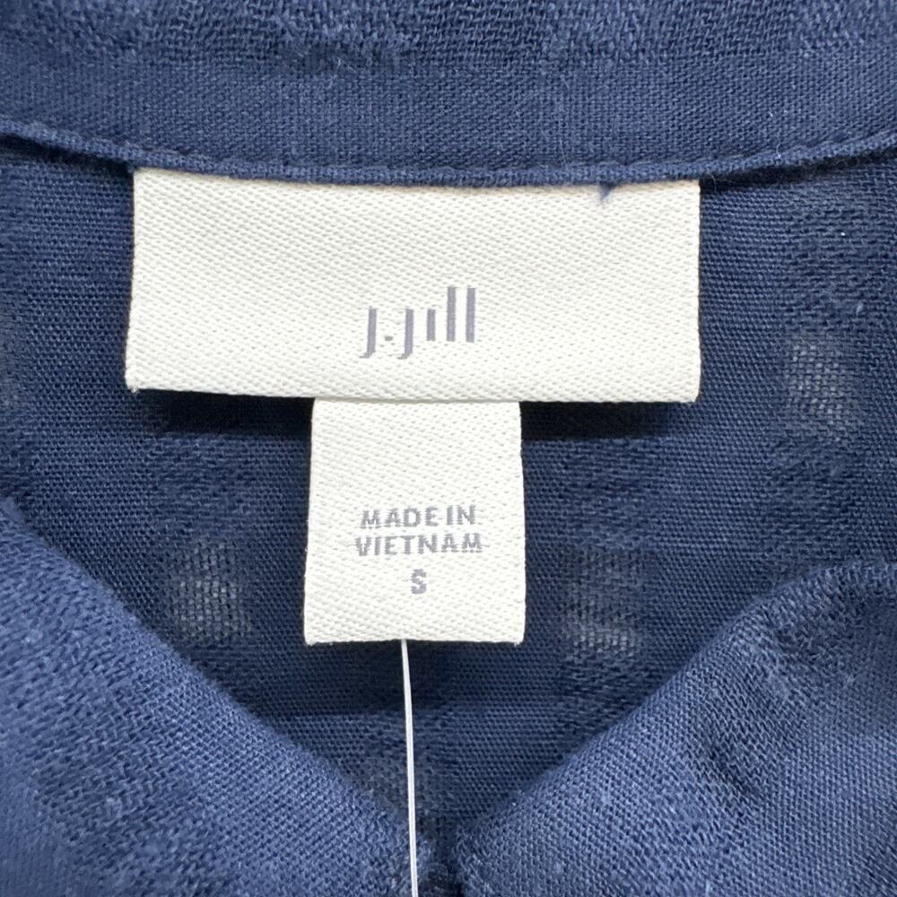 J Jill Tunic Everyday Blouse Womens S Blue Cotton Button Front Shirt Semi Sheer - Picture 2 of 13